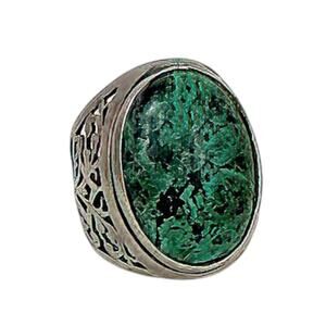 Sterling Silver 925  Natural Turquoise Made in Israel Vintage Ring Size 8.5